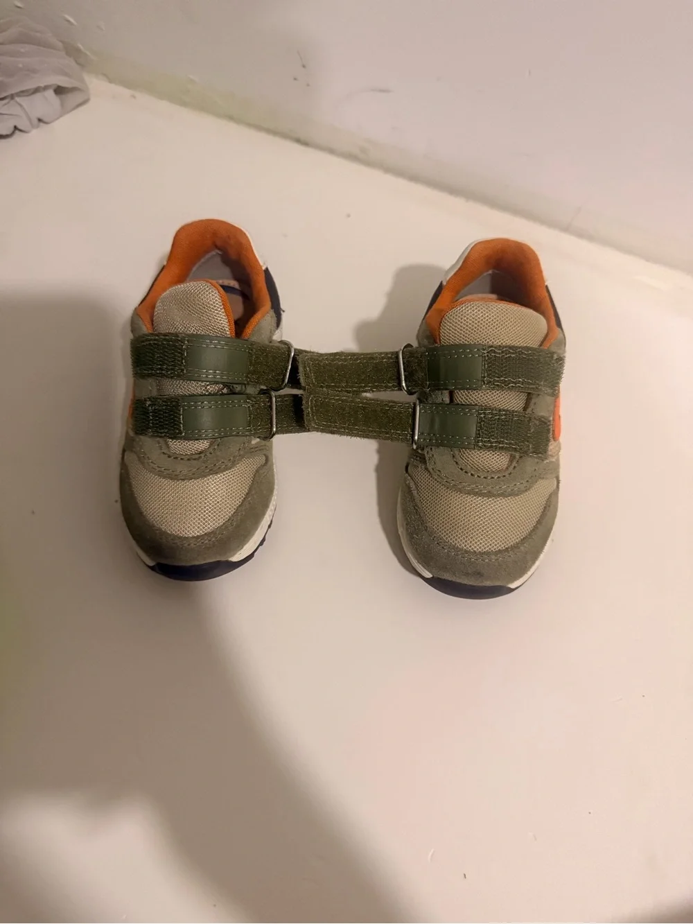 Geox Kids Olive & Orange Hook-and-Loop Sneakers